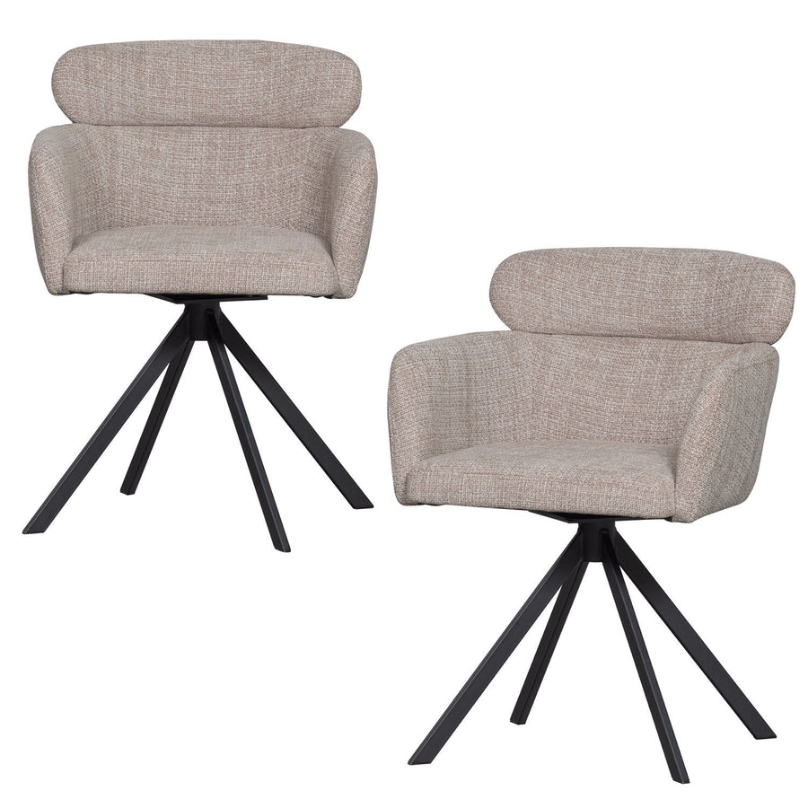 FENNE DRAAIBARE EETKAMERSTOEL GEWEVEN STOF NATUREL (set of 2)