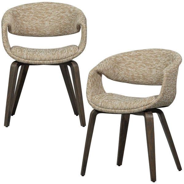 YOSSI EETKAMERSTOEL ZAND MET HOUTEN POOT DONKERBRUIN (set of 2)