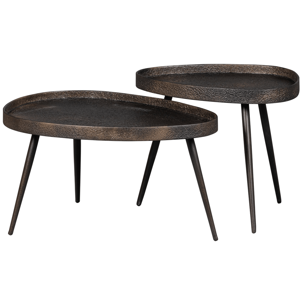 CRUDE BIJZETTAFELS ANTIQUE BRONS - SET VAN 2