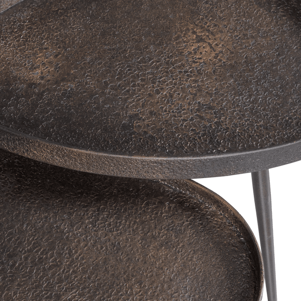CRUDE BIJZETTAFELS ANTIQUE BRONS - SET VAN 2