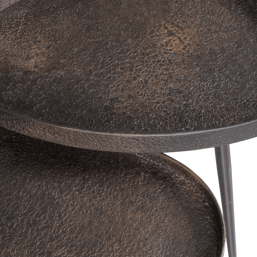 CRUDE BIJZETTAFELS ANTIQUE BRONS - SET VAN 2
