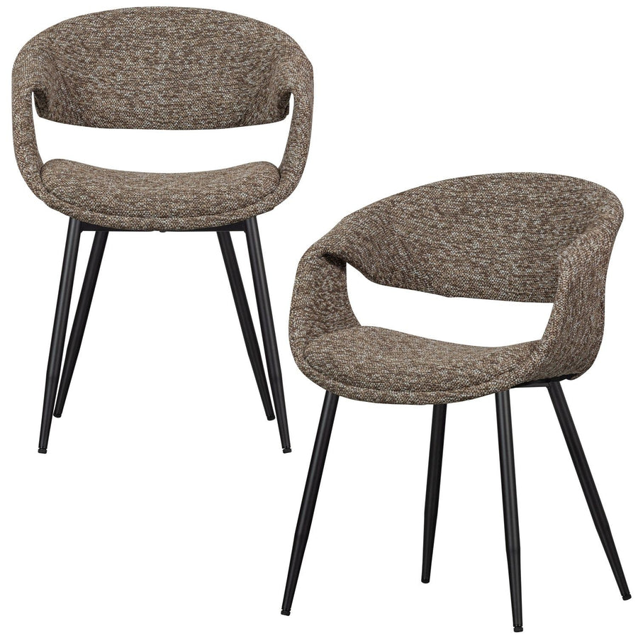 YOSSI EETKAMERSTOEL BRUIN MET METALEN POOT ZWART (set of 2)