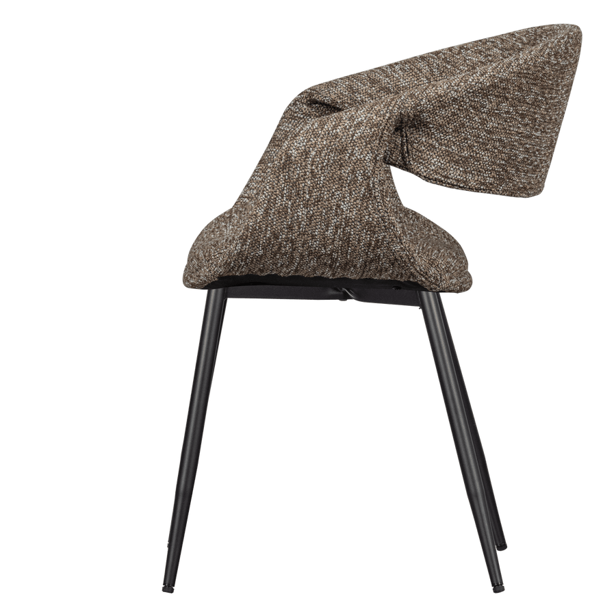 YOSSI EETKAMERSTOEL BRUIN MET METALEN POOT ZWART (set of 2)