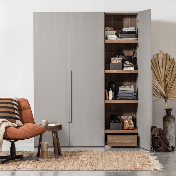 RENS 3-DEURS HANG/LEGKAST GREEP LANG NOTEN/PEBBLE GREY [fsc]