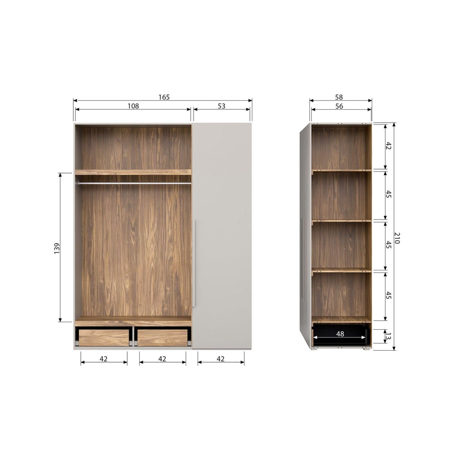 RENS 3-DEURS HANG/LEGKAST GREEP LANG NOTEN/PEBBLE GREY [fsc]