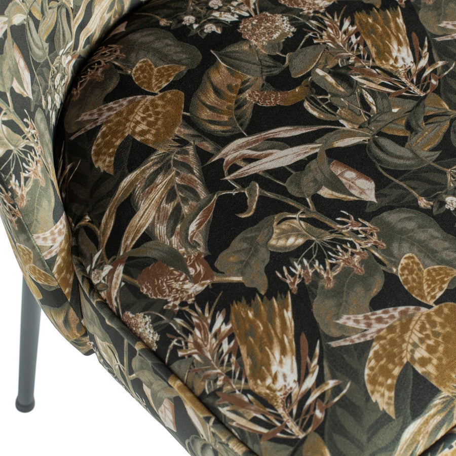 VOGUE EETKAMERSTOEL VELVET BOUQUET ZWART (set of 2)