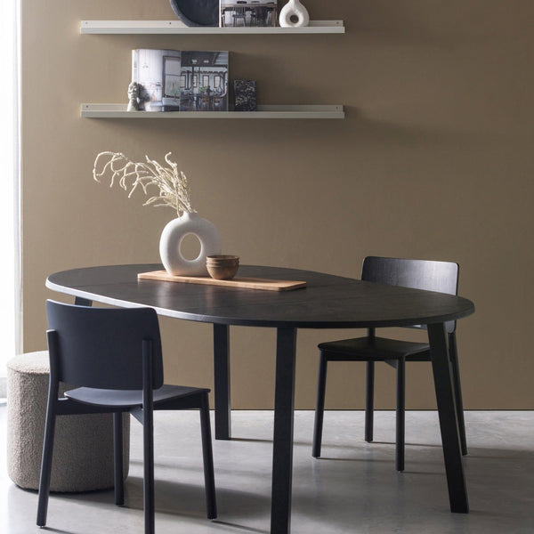 LANGE JAN UITSCHUIFBARE EETTAFEL ROND EIKEN BLACKNIGHT [fsc]