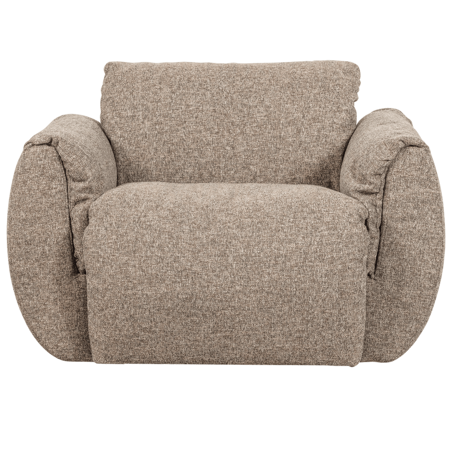 BAGGY DRAAIFAUTEUIL GEWEVEN STOF BRUIN MELANGE
