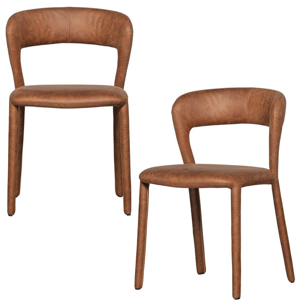 NOBLE EETKAMERSTOEL LEERLOOK COGNAC (set of 2)