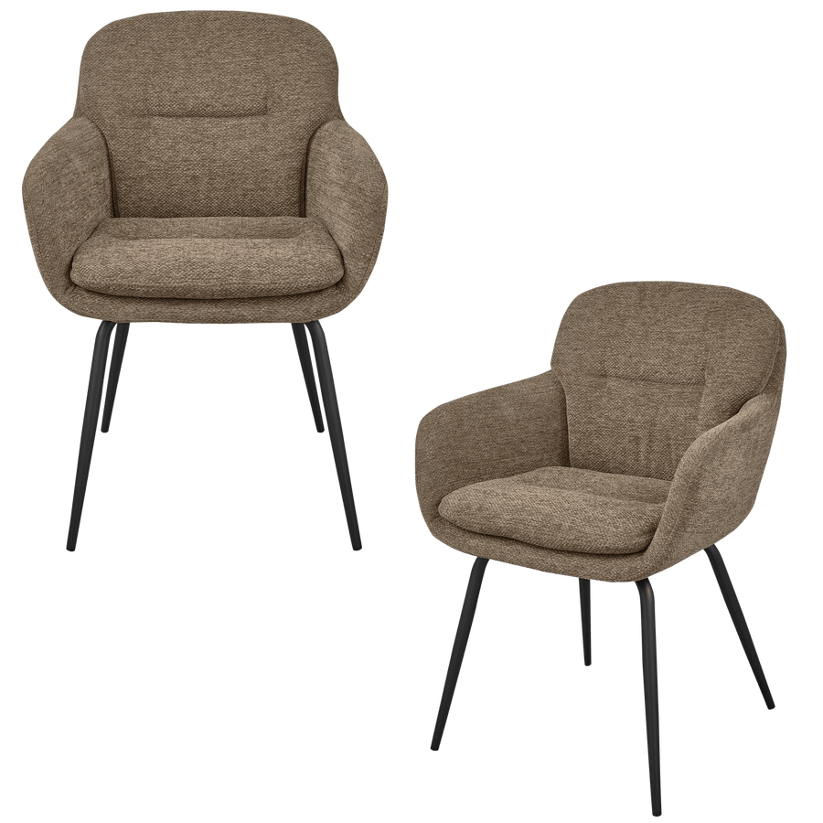 RUNA EETKAMERSTOEL CHENILLE DONKERZAND (set of 2)