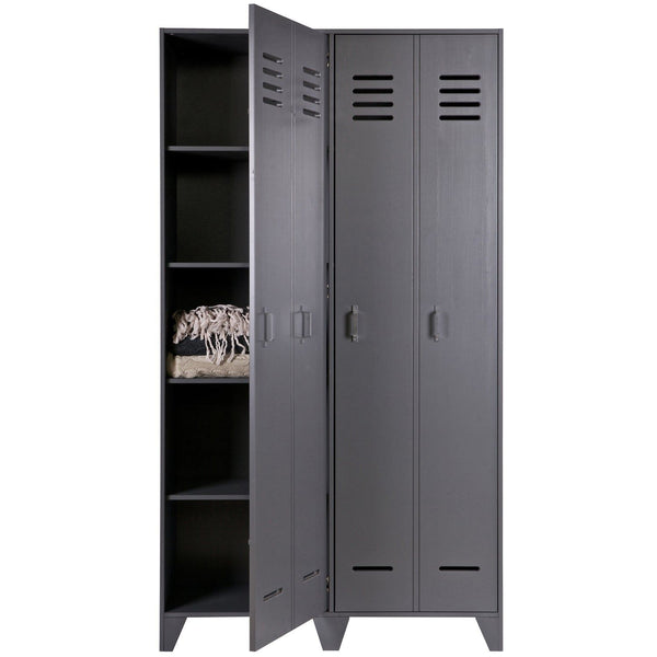STIJN HOOG 2-DEURS LOCKERKAST STEEL GREY [fsc]