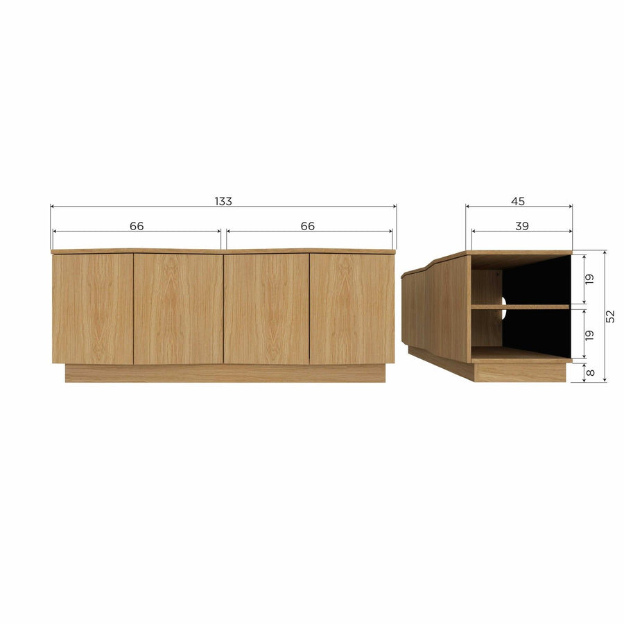 ZUMA TV MEUBEL 133 CM EIKEN FINEER TRANSPARANT [fsc]