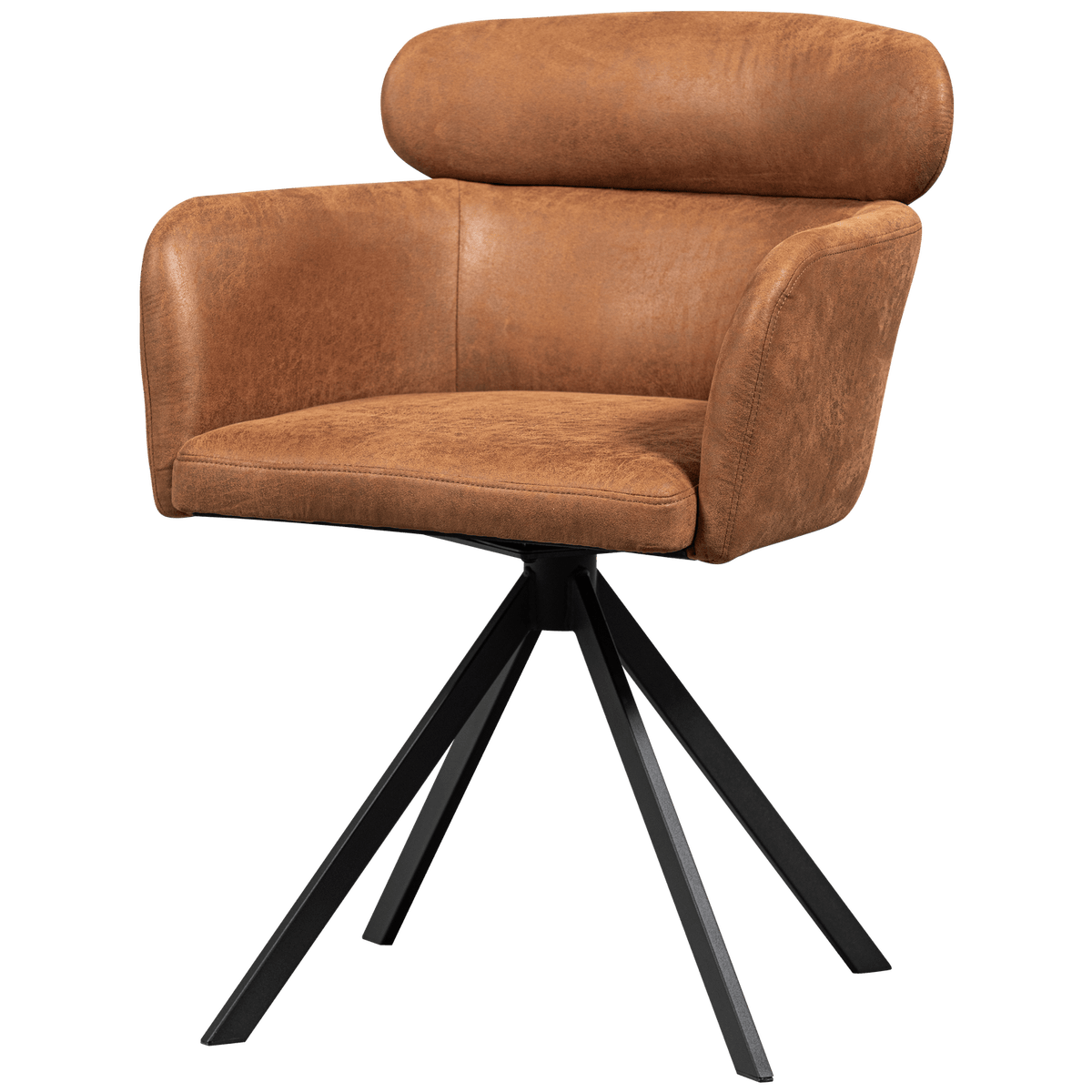 FENNE DRAAIBARE EETKAMERSTOEL LEERLOOK COGNAC (set of 2)