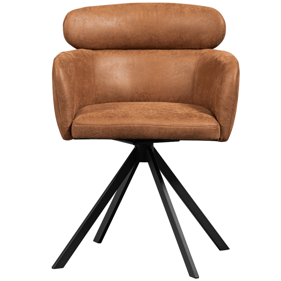 FENNE DRAAIBARE EETKAMERSTOEL LEERLOOK COGNAC (set of 2)