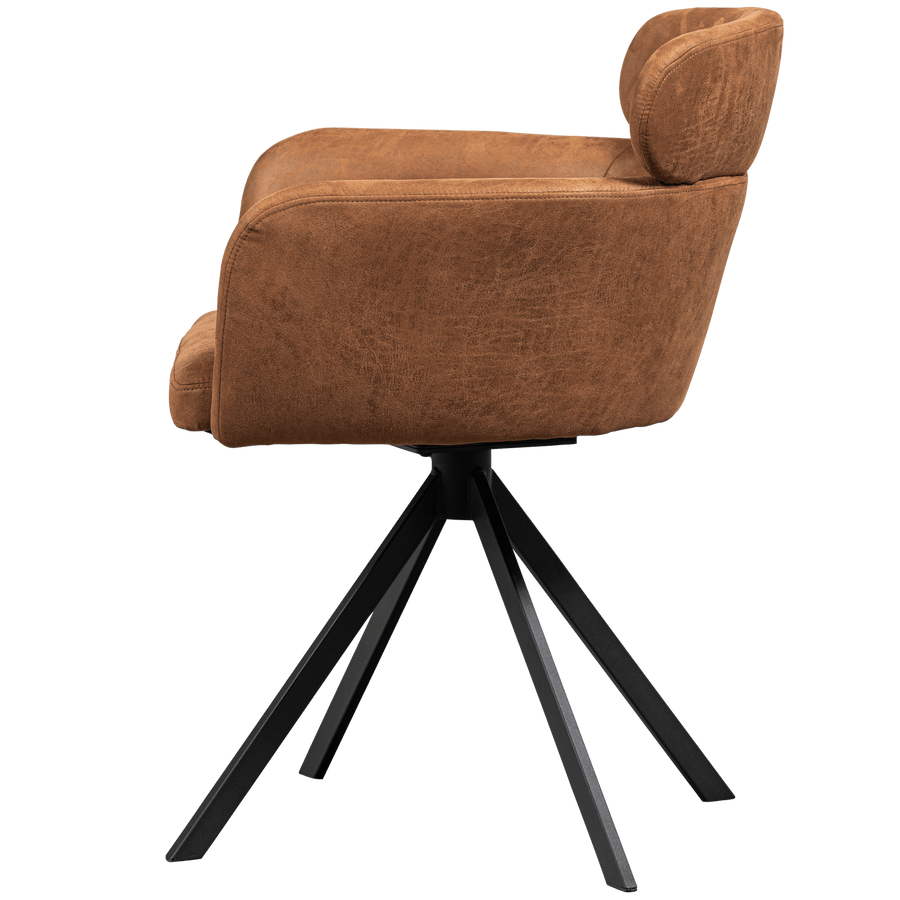 FENNE DRAAIBARE EETKAMERSTOEL LEERLOOK COGNAC (set of 2)