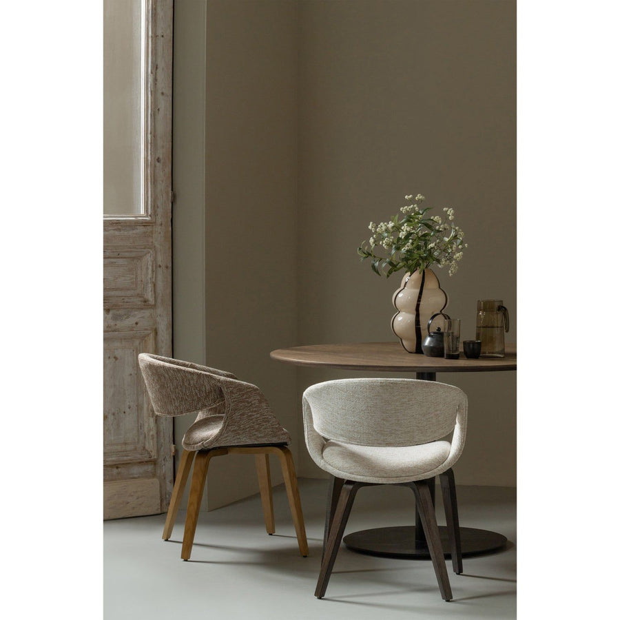 YOSSI EETKAMERSTOEL NATUREL MET HOUTEN POOT DONKERBRUIN (set of 2)