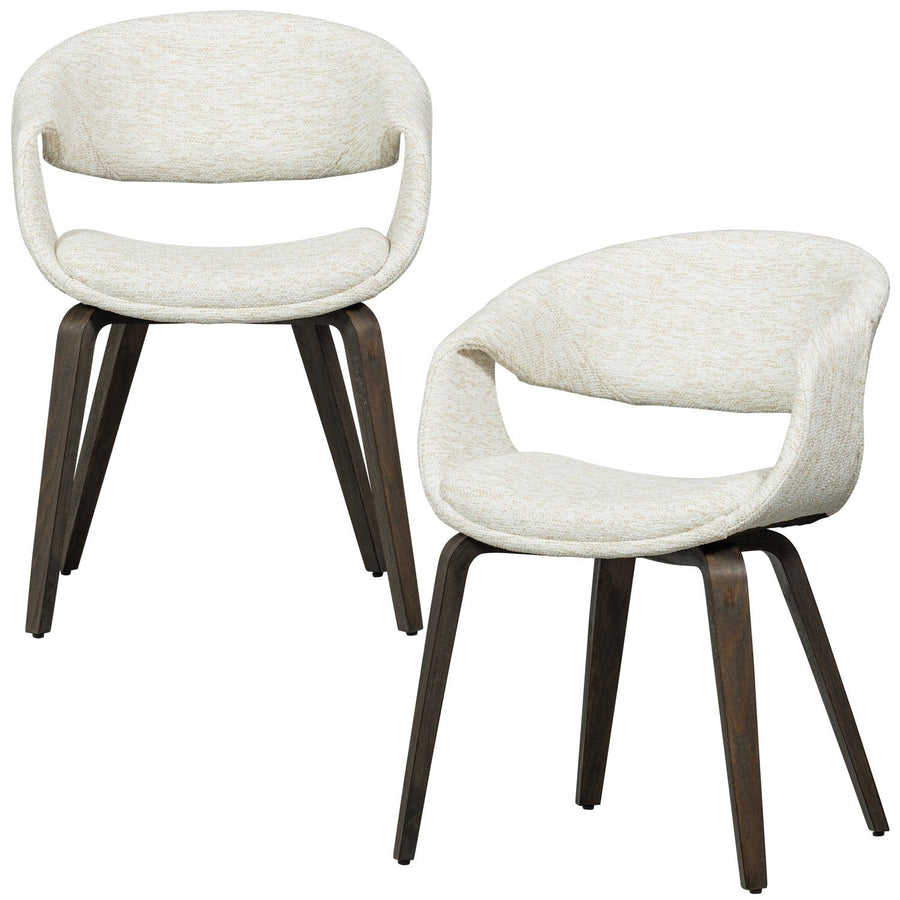 YOSSI EETKAMERSTOEL NATUREL MET HOUTEN POOT DONKERBRUIN (set of 2)
