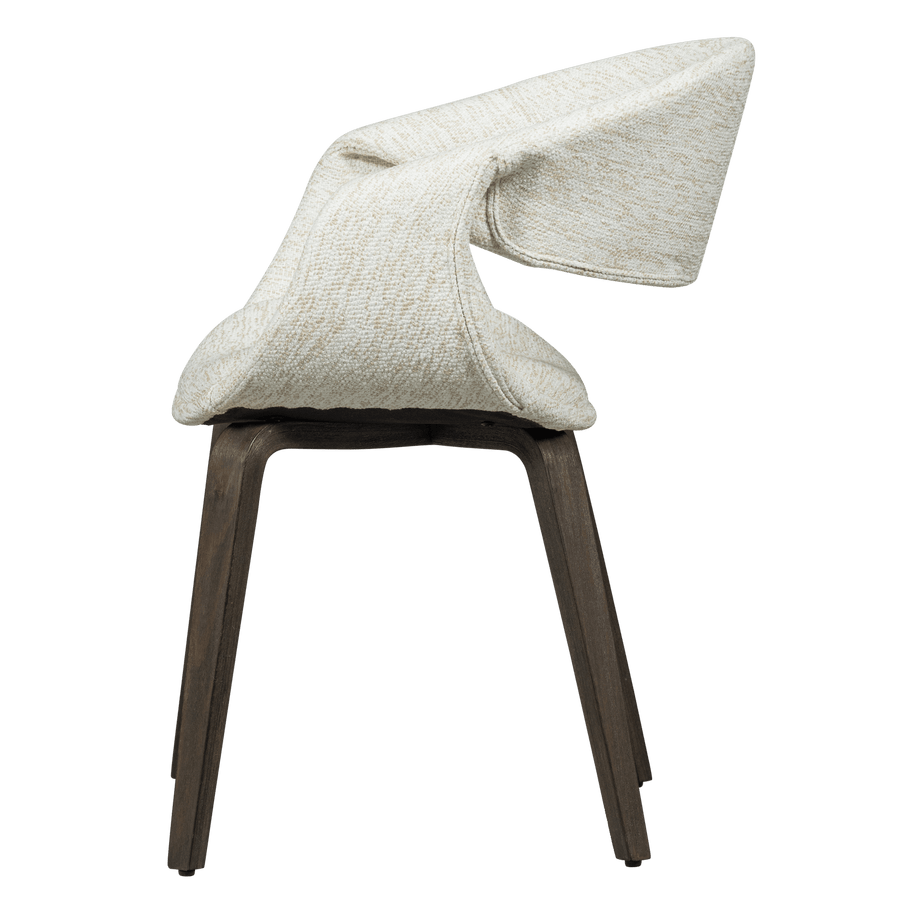 YOSSI EETKAMERSTOEL NATUREL MET HOUTEN POOT DONKERBRUIN (set of 2)