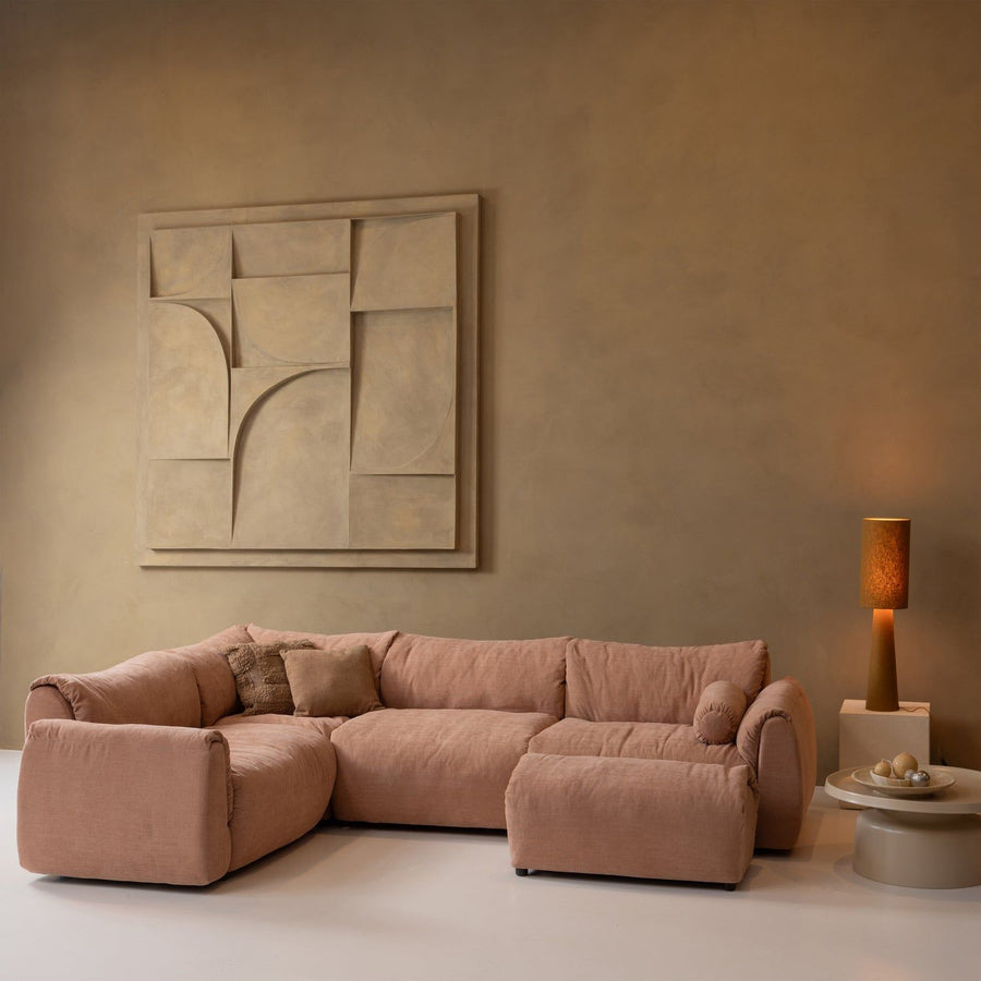 BAGGY HOCKER GEWEVEN CHENILLE OUD ROZE