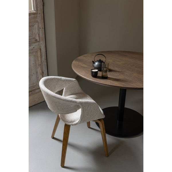 YOSSI EETKAMERSTOEL NATUREL MET HOUTEN POOT NATUREL (set of 2)
