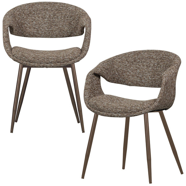 YOSSI EETKAMERSTOEL BRUIN MET METALEN POOT KOPER (set of 2)