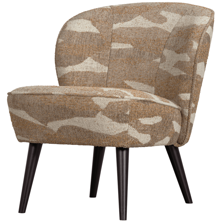 SARA FAUTEUIL GEWEVEN STOF CAMOUFLAGE DESSIN ZAND
