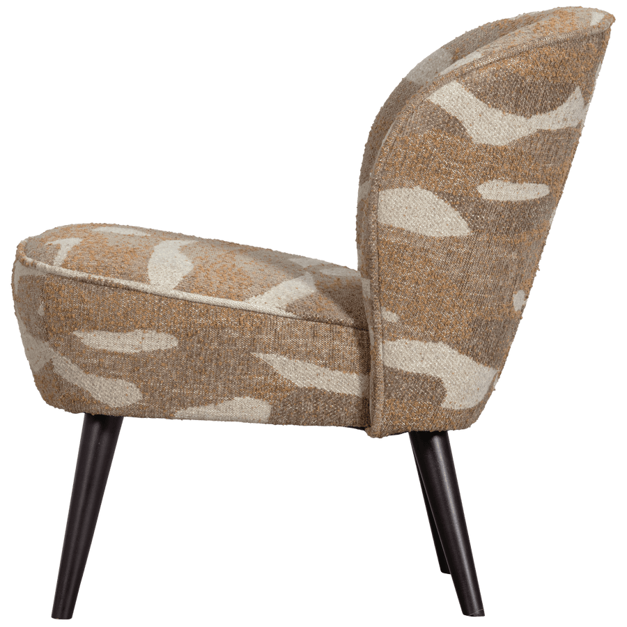 SARA FAUTEUIL GEWEVEN STOF CAMOUFLAGE DESSIN ZAND