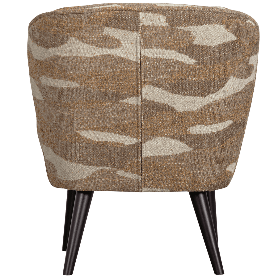 SARA FAUTEUIL GEWEVEN STOF CAMOUFLAGE DESSIN ZAND