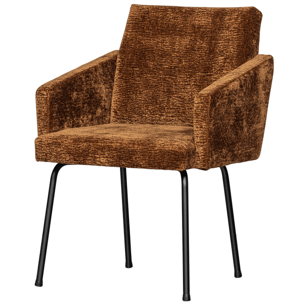 MOUNT EETKAMERSTOEL MET ARMLEUNING 3D CHENILLE MIDDENBRUIN (set of 2)