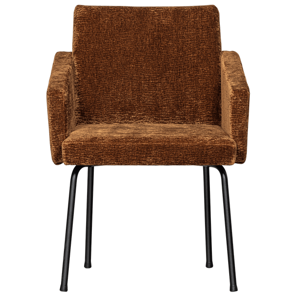 MOUNT EETKAMERSTOEL MET ARMLEUNING 3D CHENILLE MIDDENBRUIN (set of 2)