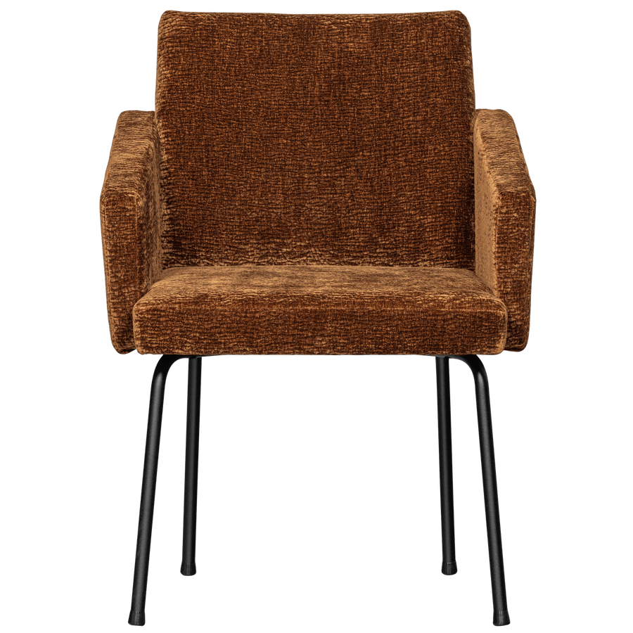 MOUNT EETKAMERSTOEL MET ARMLEUNING 3D CHENILLE MIDDENBRUIN (set of 2)