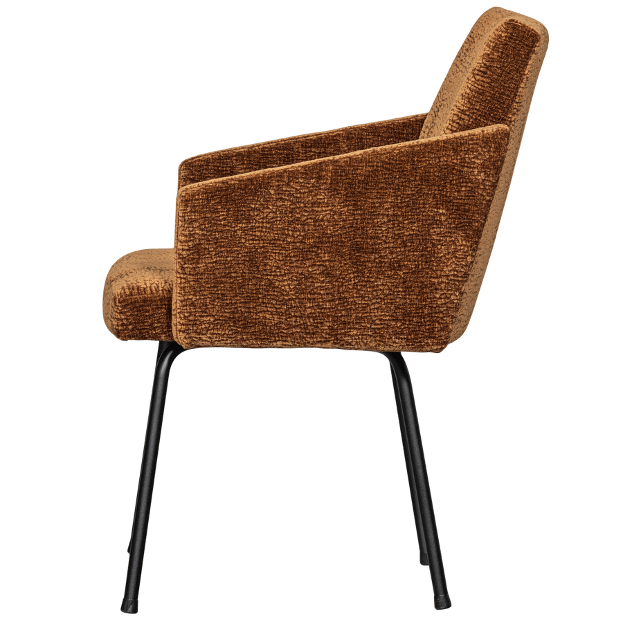 MOUNT EETKAMERSTOEL MET ARMLEUNING 3D CHENILLE MIDDENBRUIN (set of 2)
