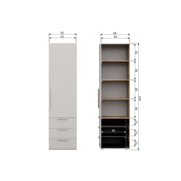 RENS 1-DEURS LEGKAST GREEP LANG NOTEN/PEBBLE GREY [fsc]
