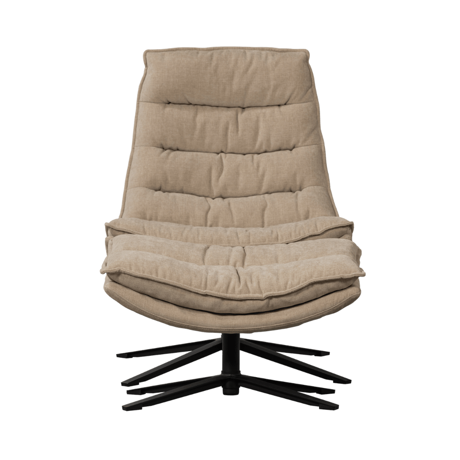 KUBE DRAAIFAUTEUIL MET HOCKER NATUREL