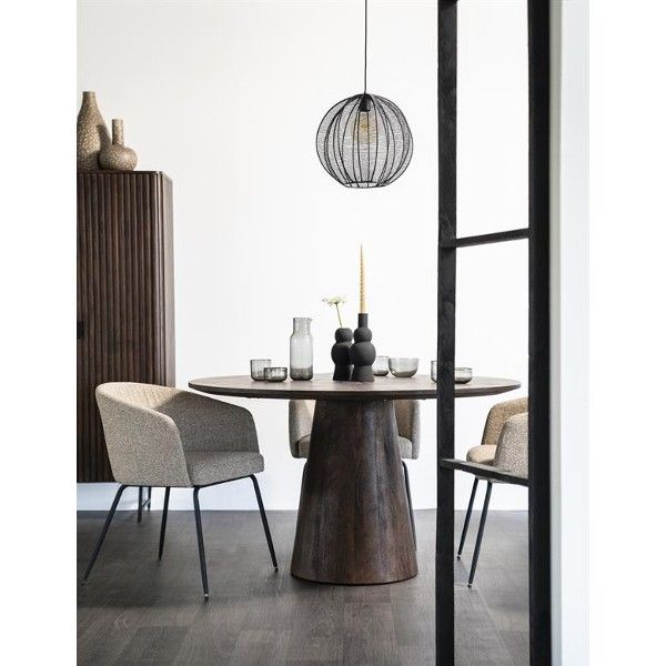 Eettafel Aron rond  130 - bruin