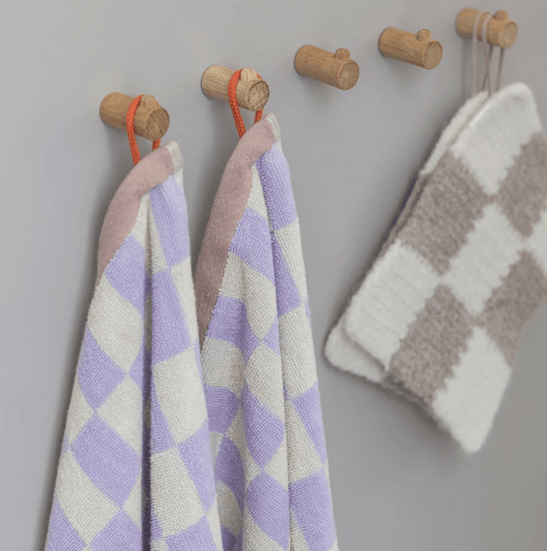 RETRO Guest towel, per stuk lila-ecru