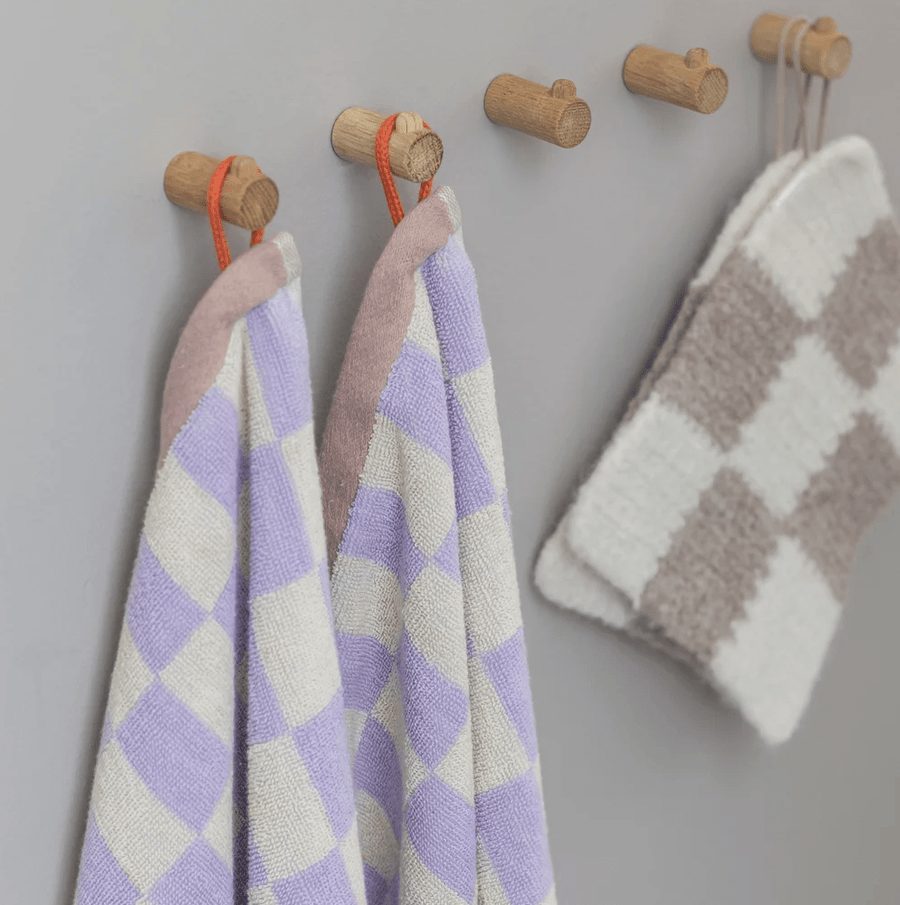 RETRO Guest towel, per stuk lila-ecru