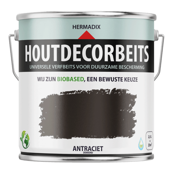 Hermadix houtdecor verfbeits 630 2500 ml antraciet