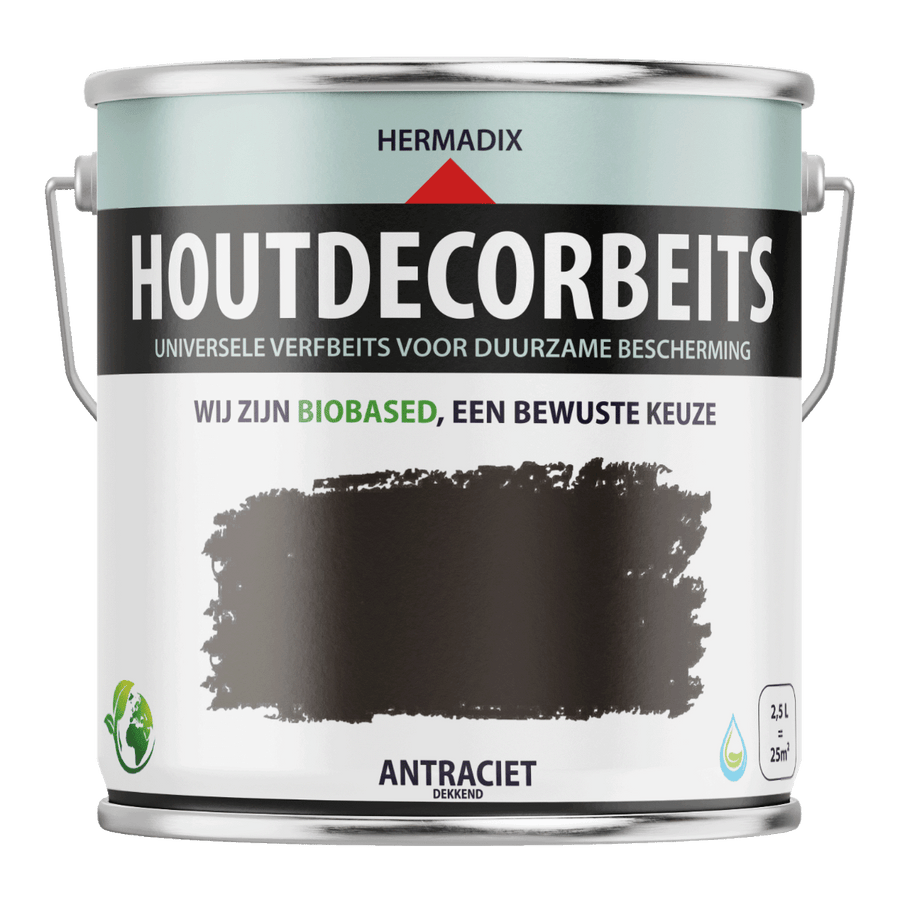 Hermadix houtdecor verfbeits 630 2500 ml antraciet