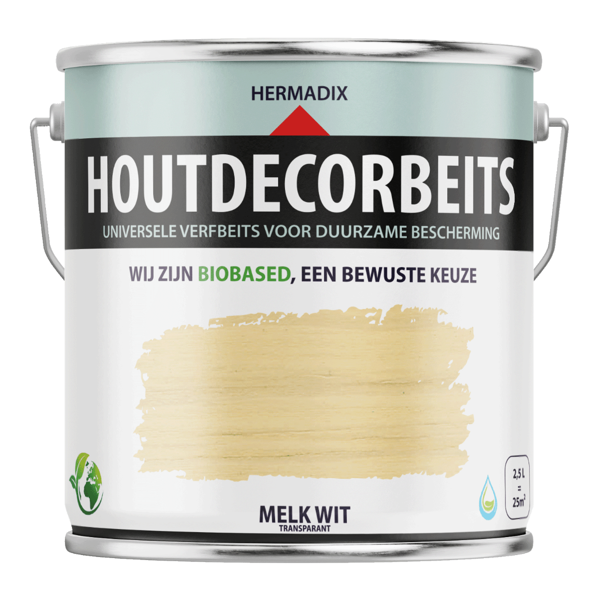 Hermadix houtdecor verfbeits 658 2500 ml melkwit