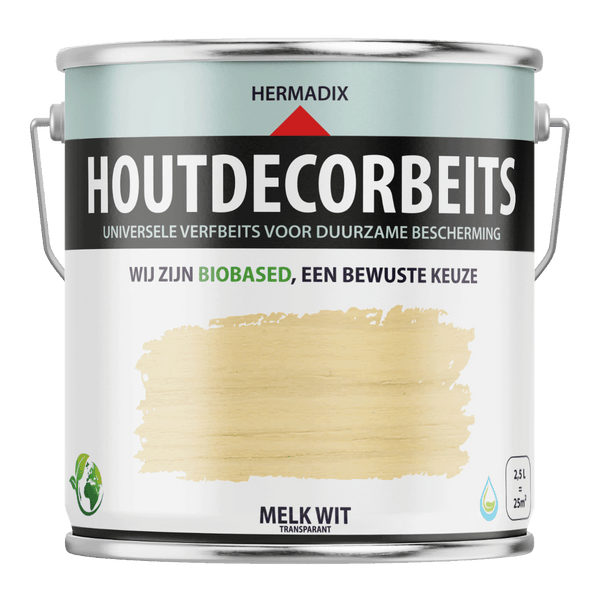 Hermadix houtdecor verfbeits 658 2500 ml melkwit