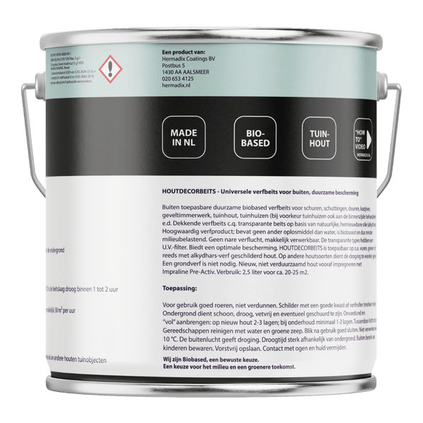 Hermadix houtdecor verfbeits 620 2500 ml zwart