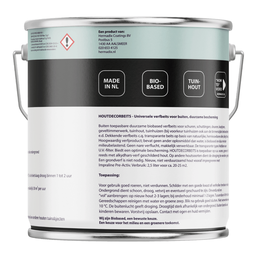 Hermadix houtdecor verfbeits 620 2500 ml zwart