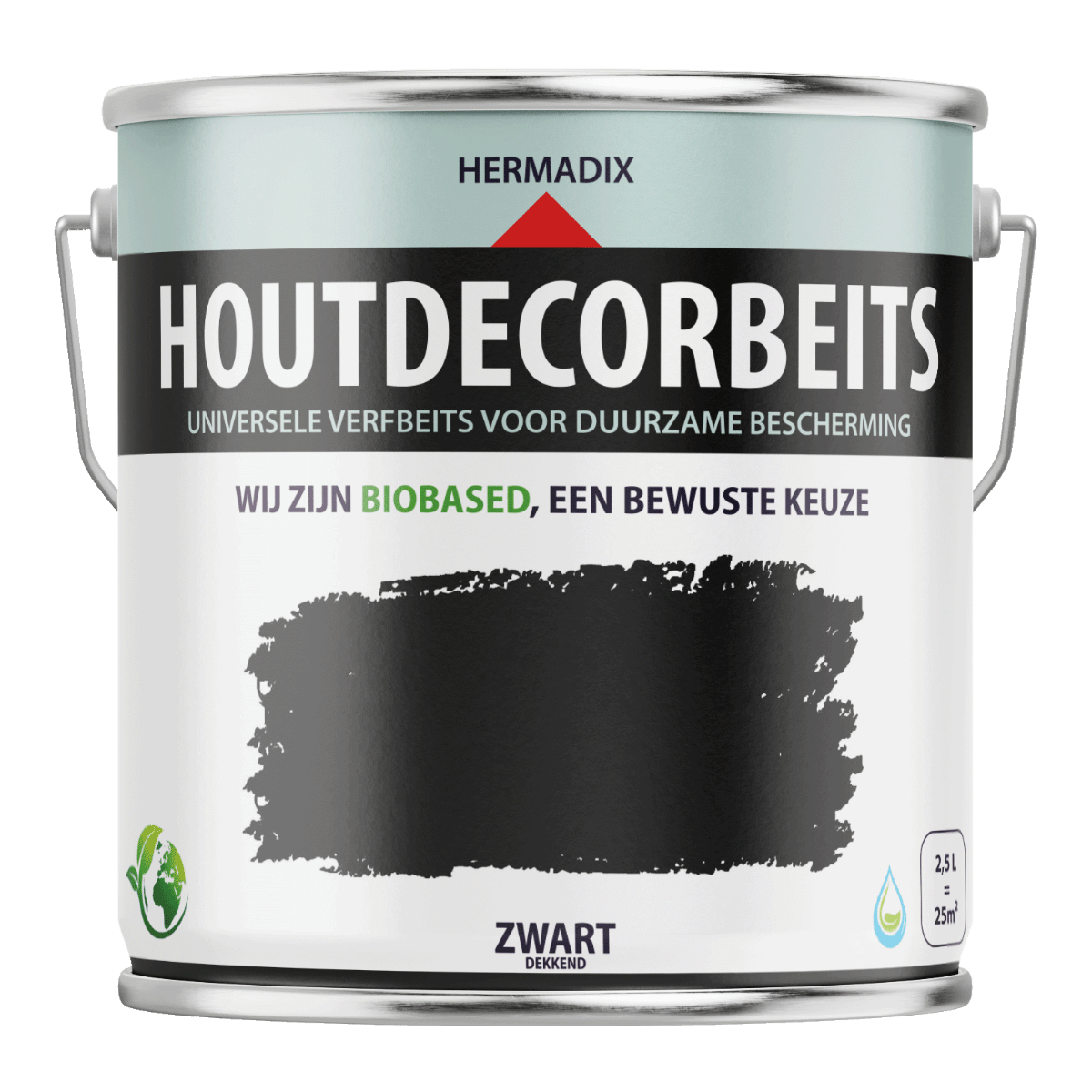 Hermadix houtdecor verfbeits 620 2500 ml zwart