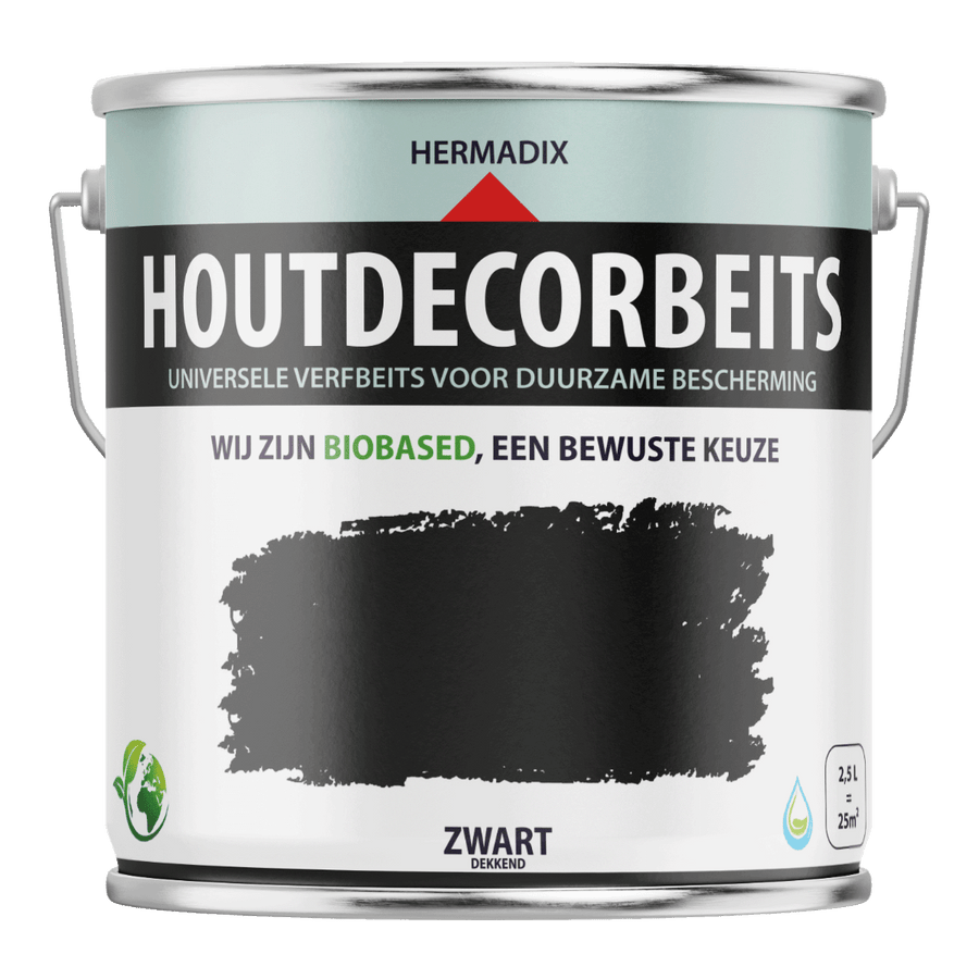 Hermadix houtdecor verfbeits 620 2500 ml zwart