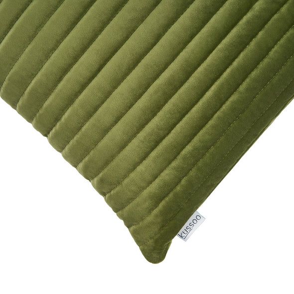 Kussen Fluweel stripe olijfgroen 40x60 cm