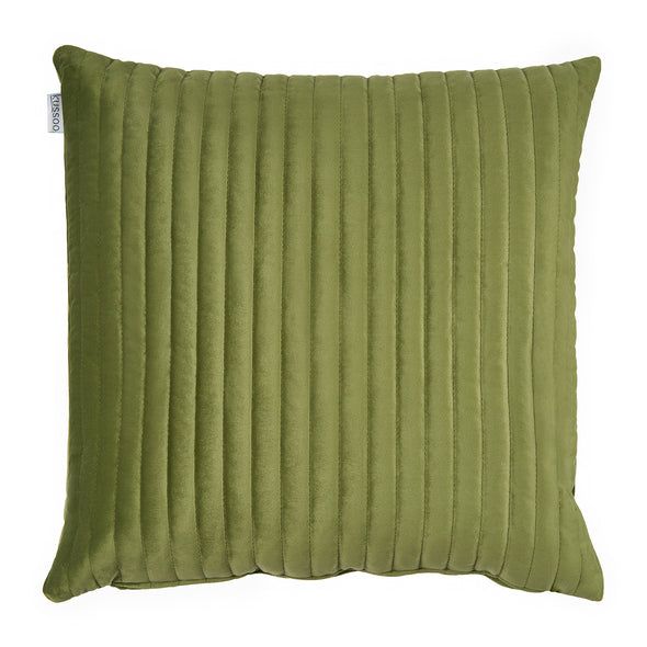 Kussen Fluweel stripe olijfgroen 40x60 cm