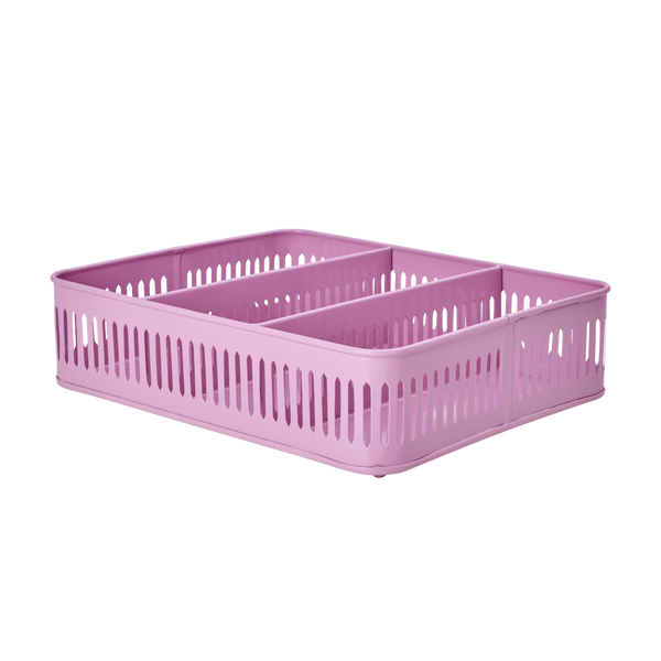 Metal Tray with 3 Rooms in Pink - Perfect Fit for Latte Spoons