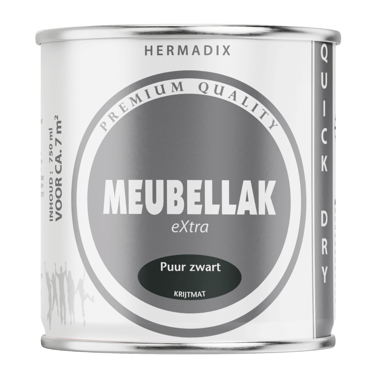 Hermadix meubellak krijtmat p.zwart 750m