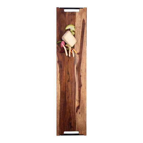 Pure Rose Wood Serveerplank met 2 metalen handvatten 85 cm